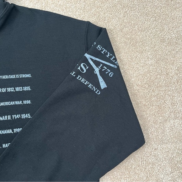 Grunt Style Hoodie Large Black Pullover American Flag Logo Patriotic Casual Men - Picture 4 of 15